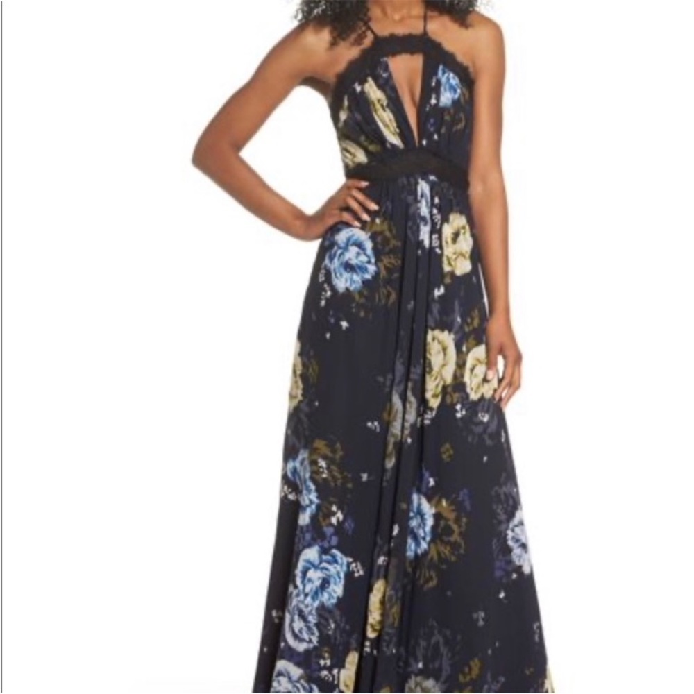NWT Jill Stuart Navy Floral & Lace Gown